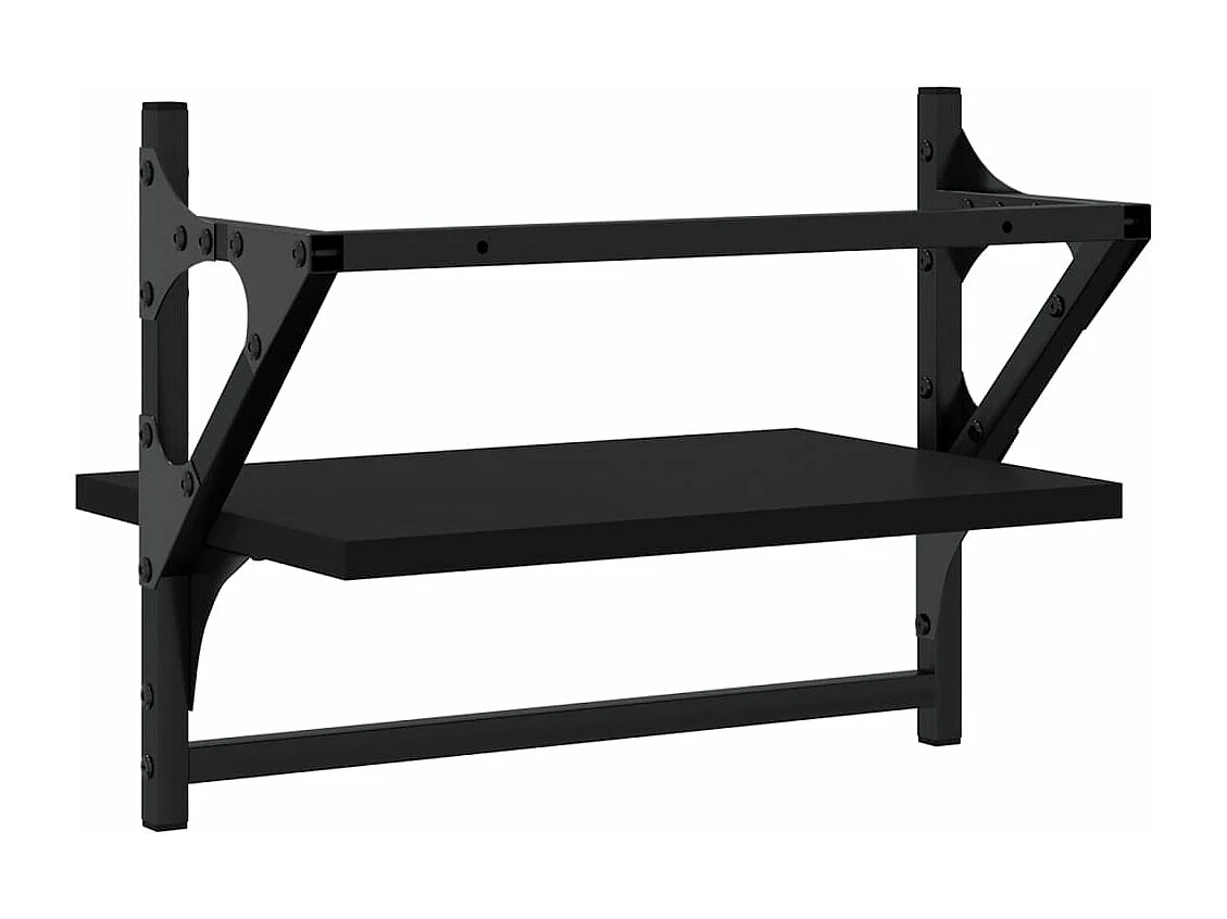 Étagères murales avec barres 2 pcs noir 40x25x30