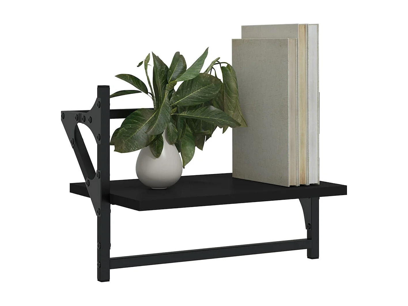 Étagères murales avec barres 2 pcs noir 40x25x30