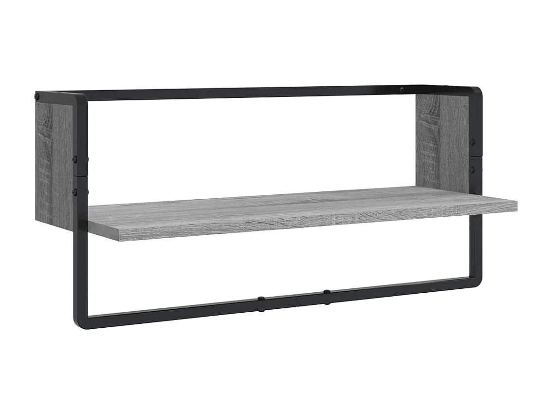 Ensemble d'étagères murales avec barres 4 pcs sonoma gris