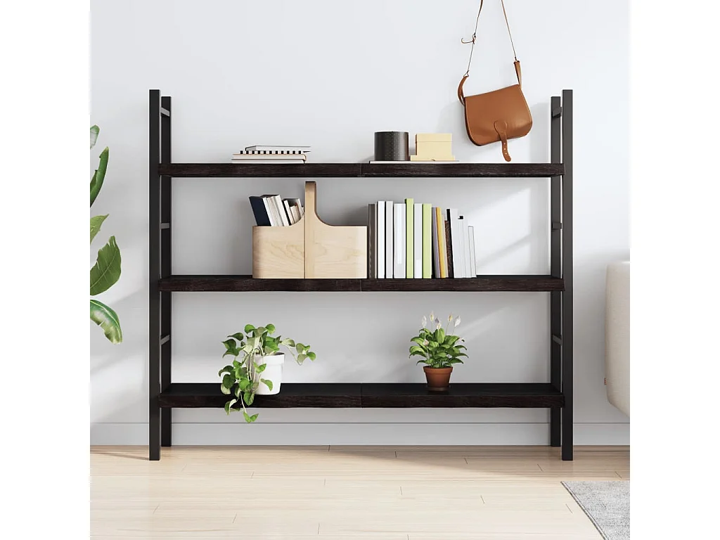 Étagère murale marron foncé bois chêne massif traité