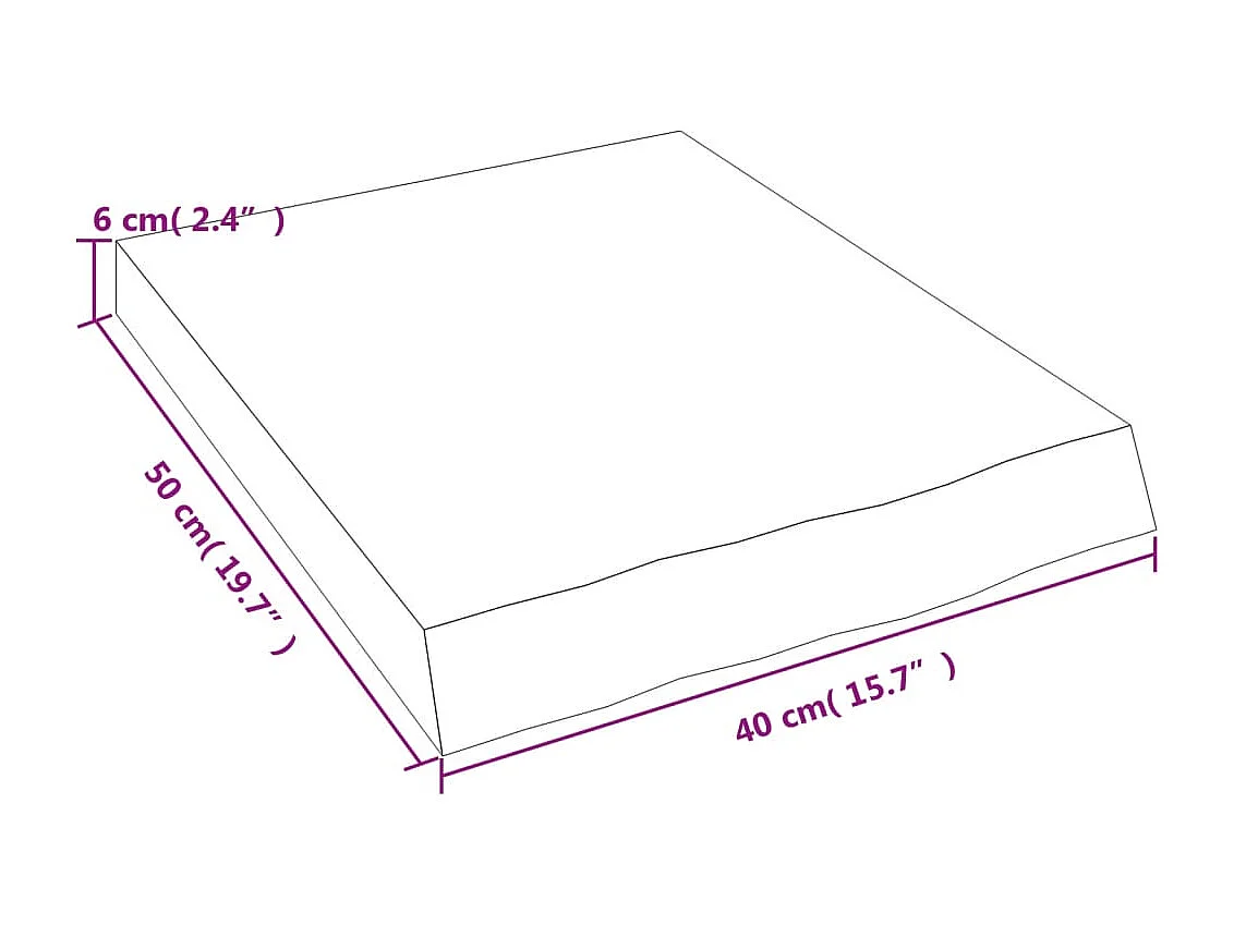 Étagère murale 40x50x(2-6) cm bois de chêne massif non traité