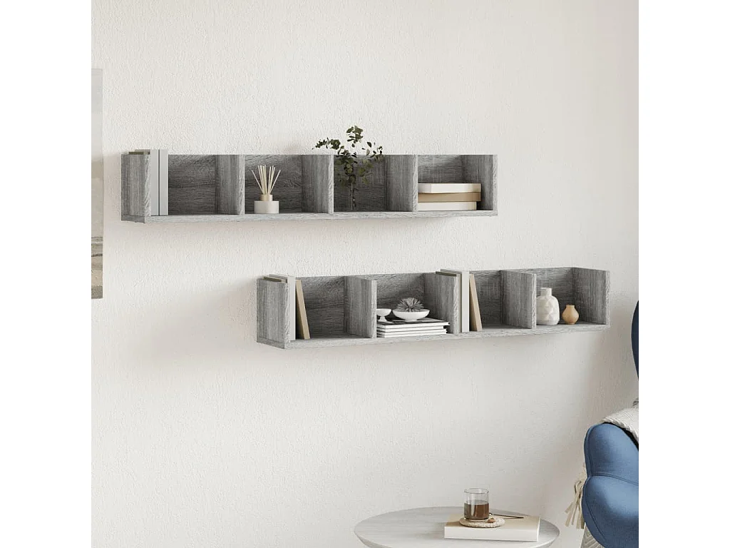 Armoires murales 2 pcs sonoma gris 99x18x16,5 bois ingénierie