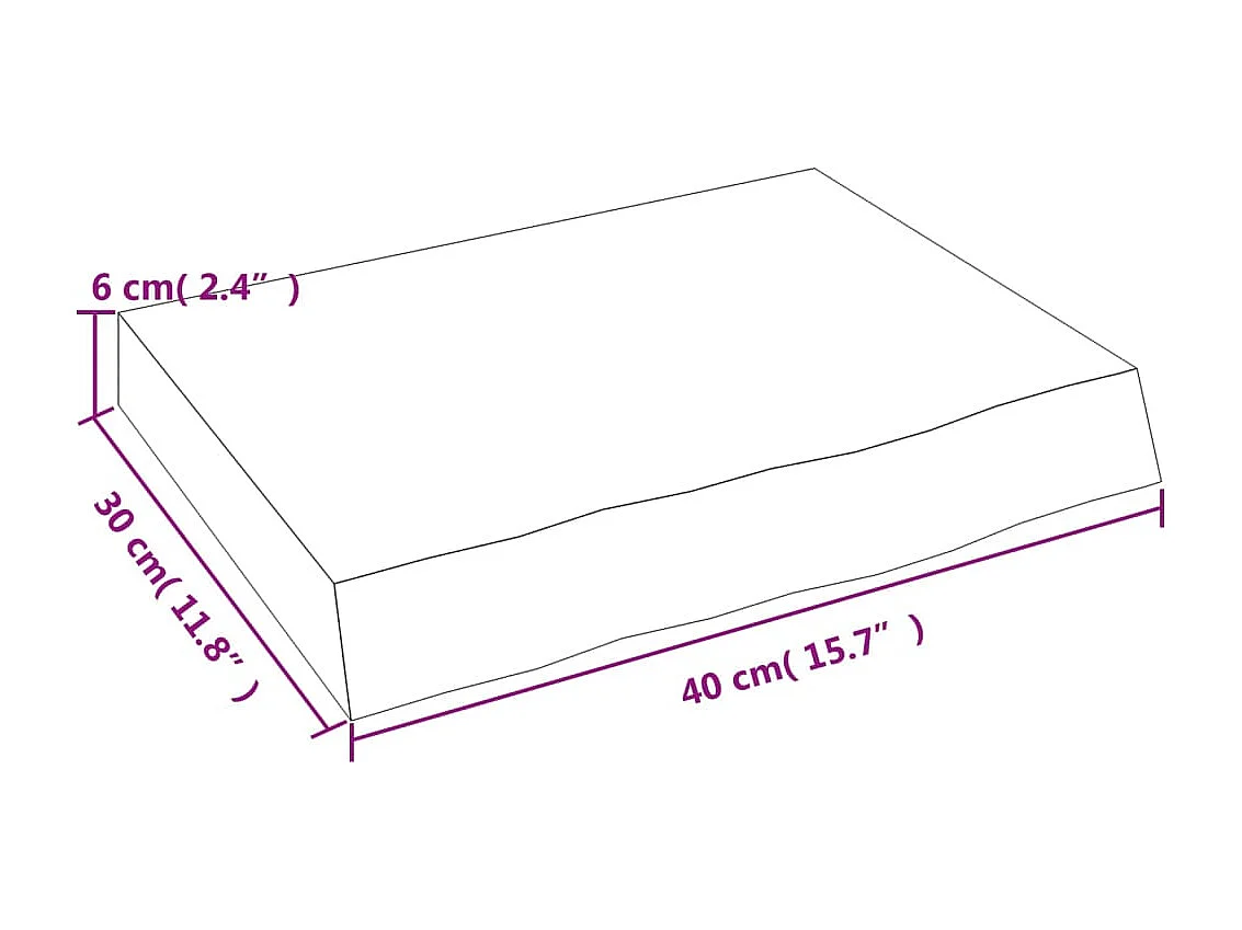 Étagère murale 40x30x(2-6) cm bois de chêne massif non traité