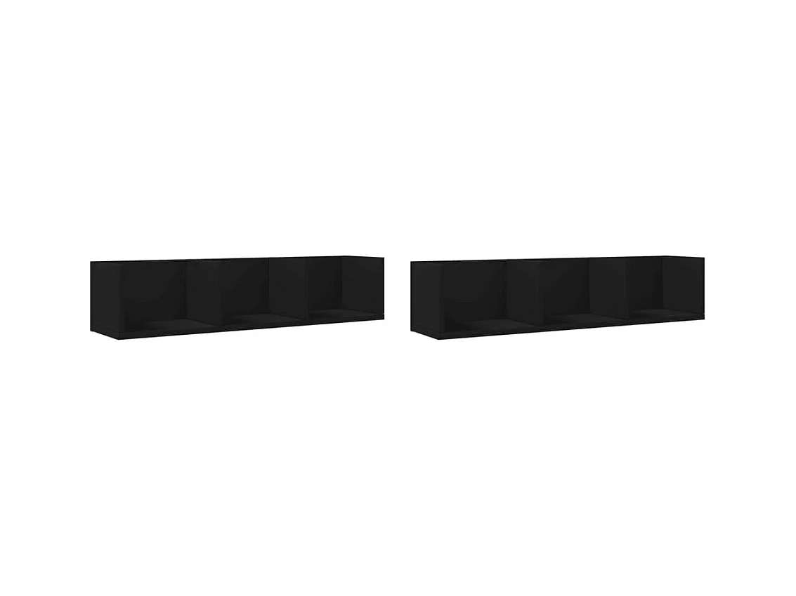 Armoires murales 2 pcs noir 75x18x16,5 bois d'ingénierie