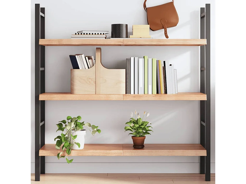 Étagère murale marron clair bois chêne massif traité