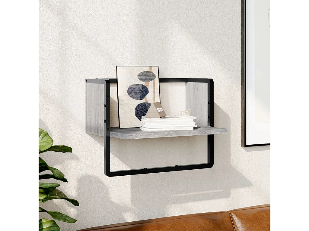 Étagère murale avec barre sonoma gris 40x25x30