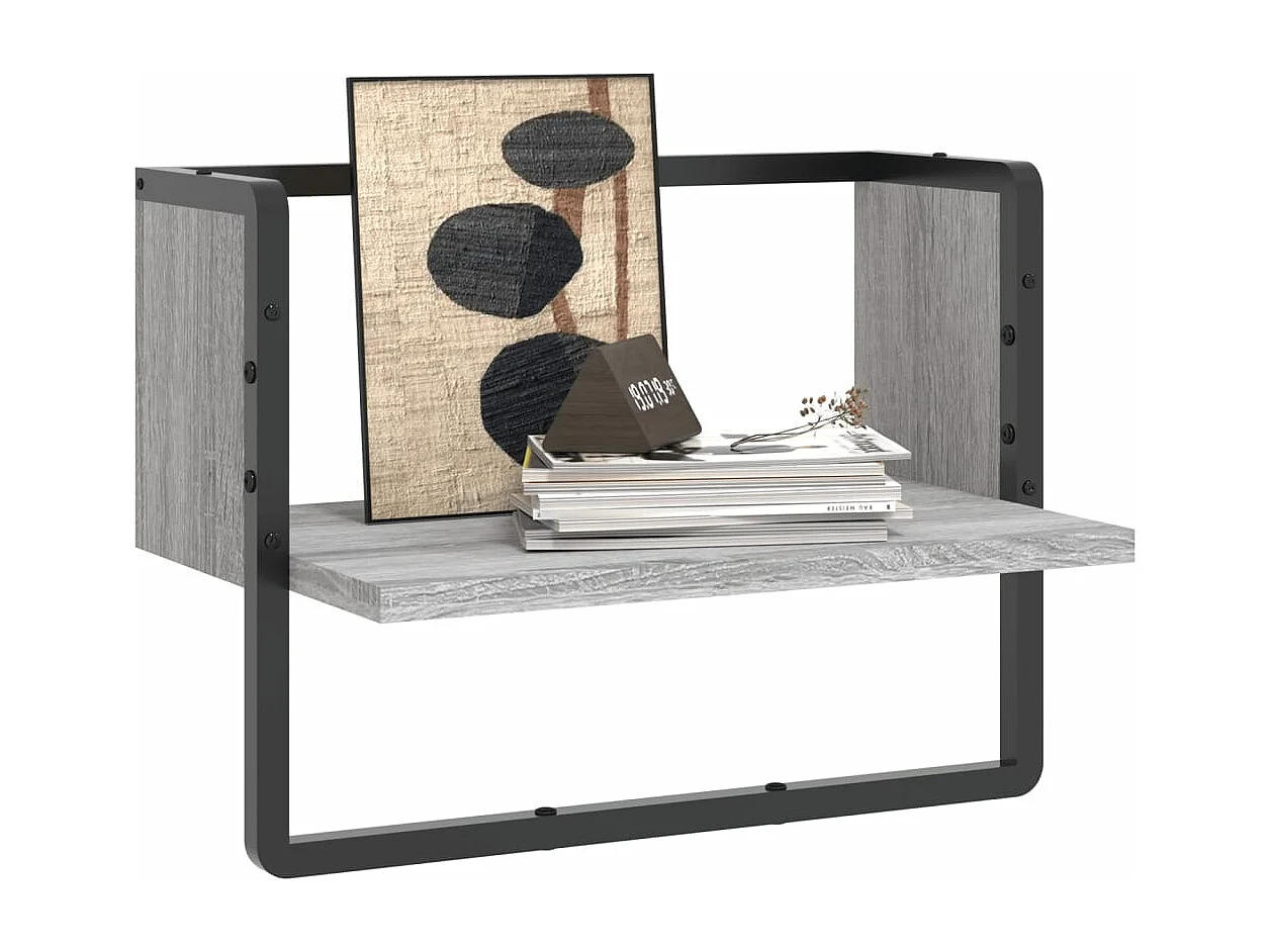 Étagère murale avec barre sonoma gris 40x25x30