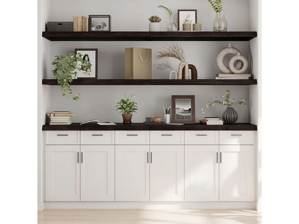 Étagère murale marron foncé bois chêne massif traité