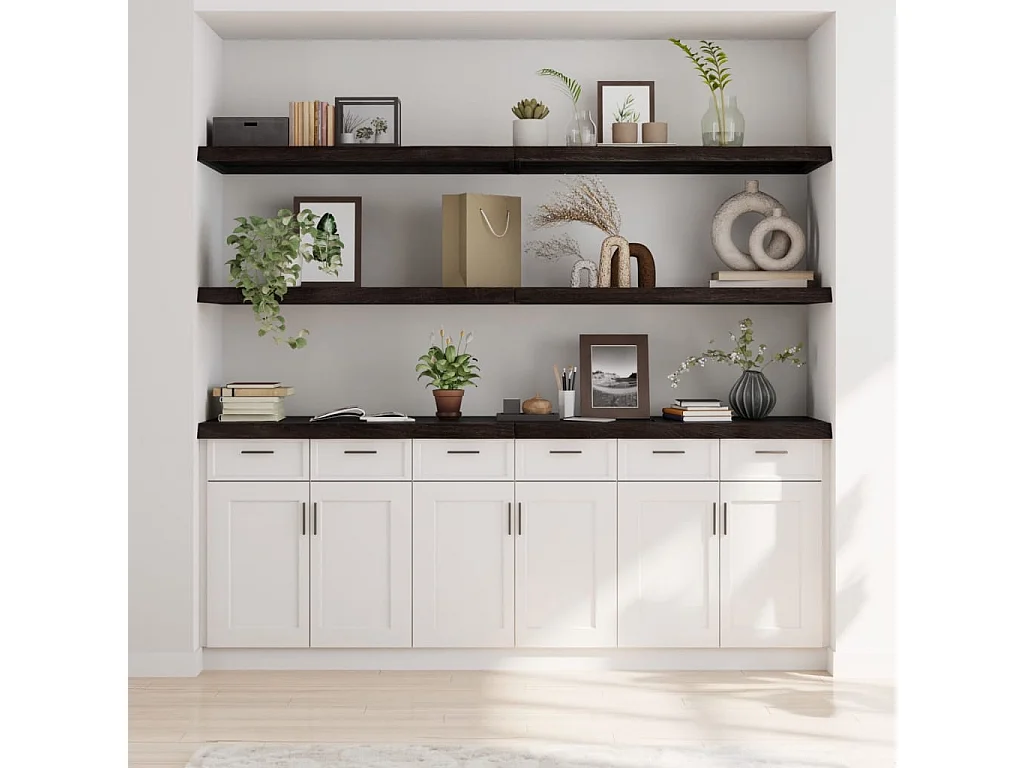 Étagère murale marron foncé bois chêne massif traité