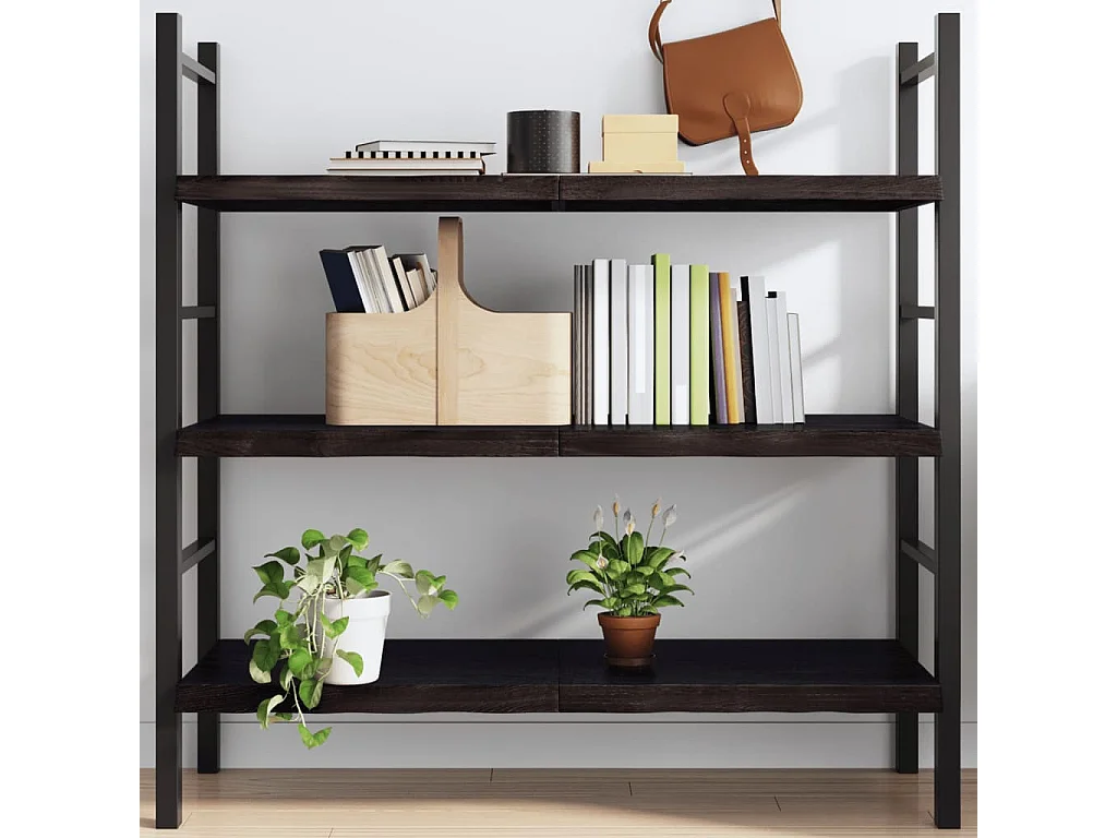 Étagère murale marron foncé bois chêne massif traité