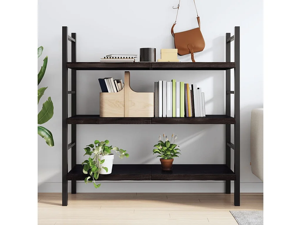 Étagère murale marron foncé bois chêne massif traité