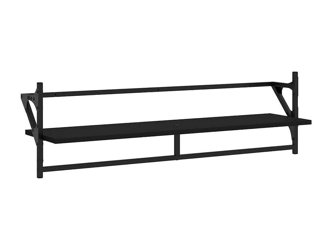 Ensemble d'étagères murales barres 6 pcs noir bois d'ingénierie