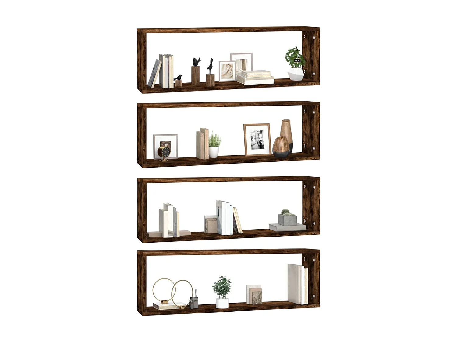 Étagères murales cubiques 4 pcs Chêne fumé 80x15x26,5