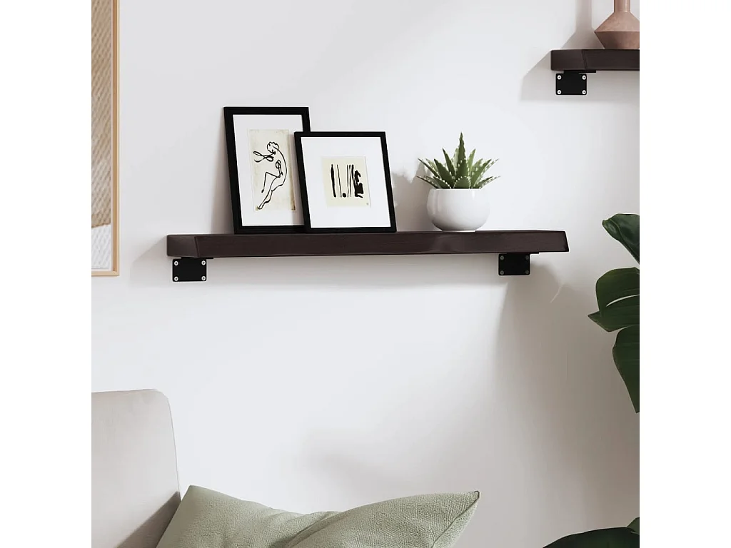 Étagère murale marron foncé 60x10x4 bois chêne massif traité