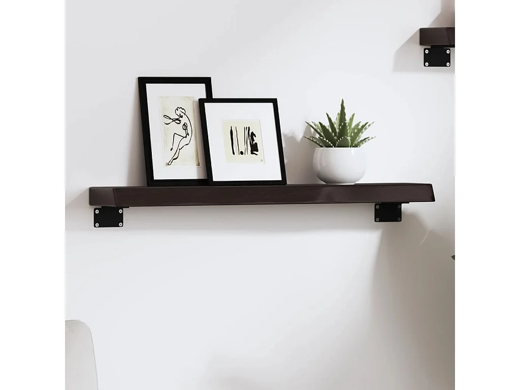 Étagère murale marron foncé 60x10x4 bois chêne massif traité