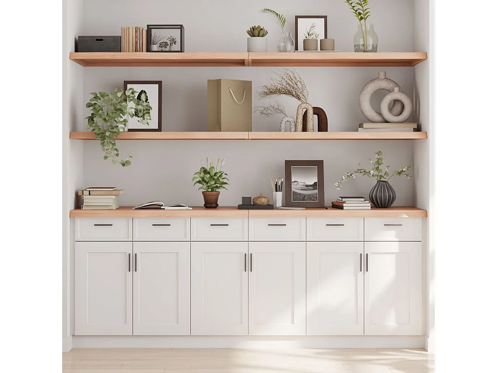 Étagère murale 220x50x(2-4) cm bois de chêne massif non traité