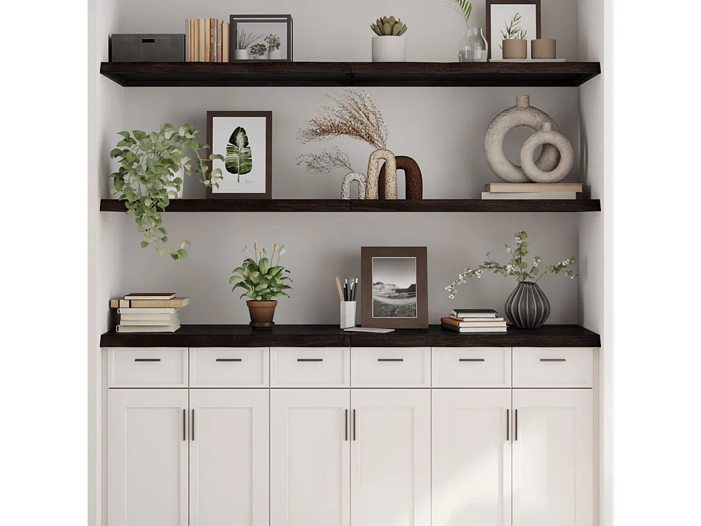 Étagère murale marron foncé bois chêne massif traité