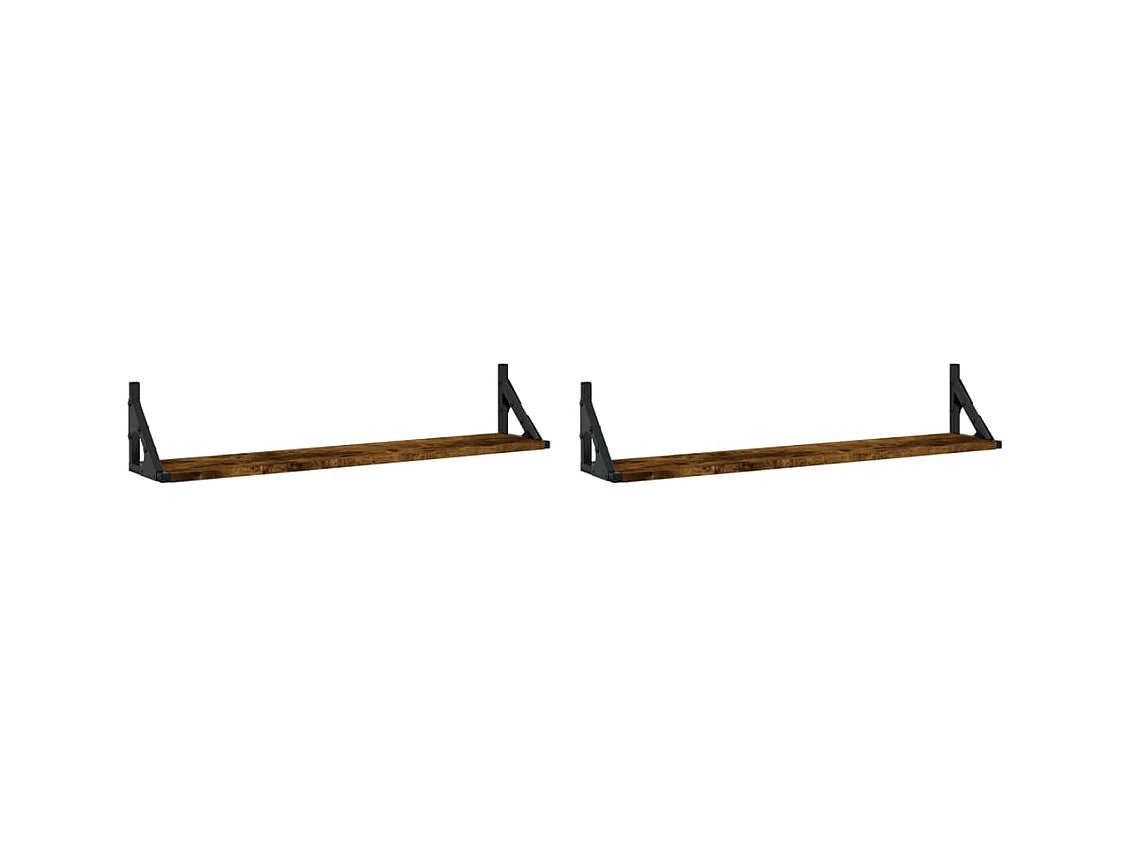 Étagères murales 2pcs chêne fumé 80x15x15,5 bois d'ingénierie