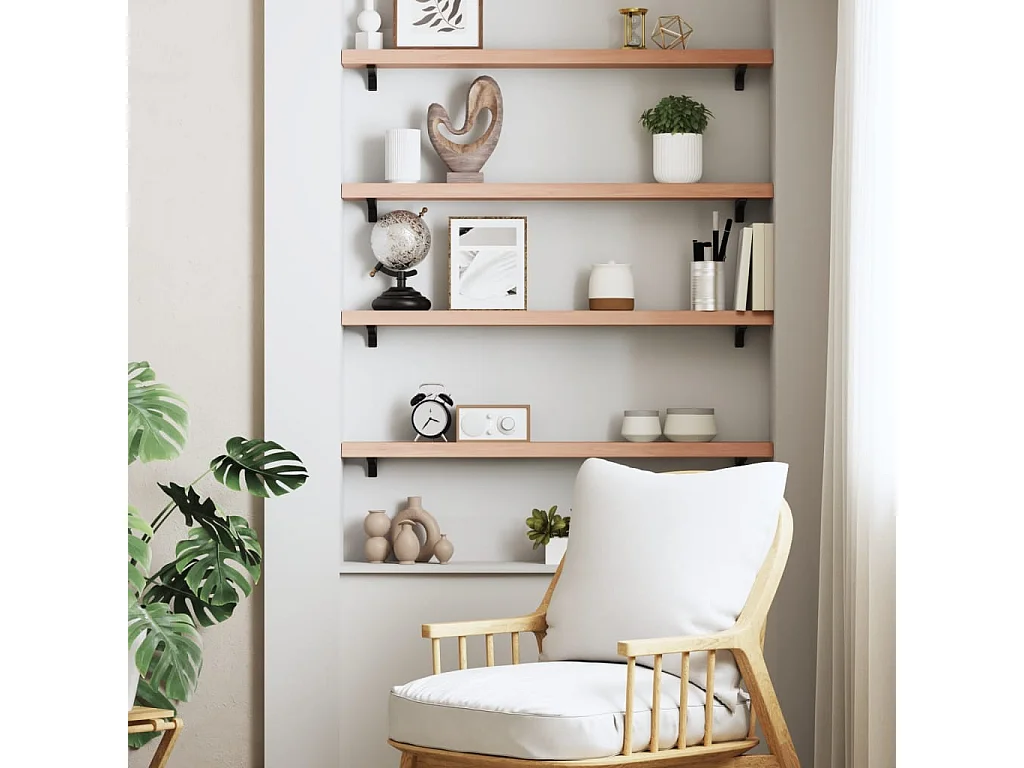 Étagère murale marron clair 100x10x4 bois chêne massif traité