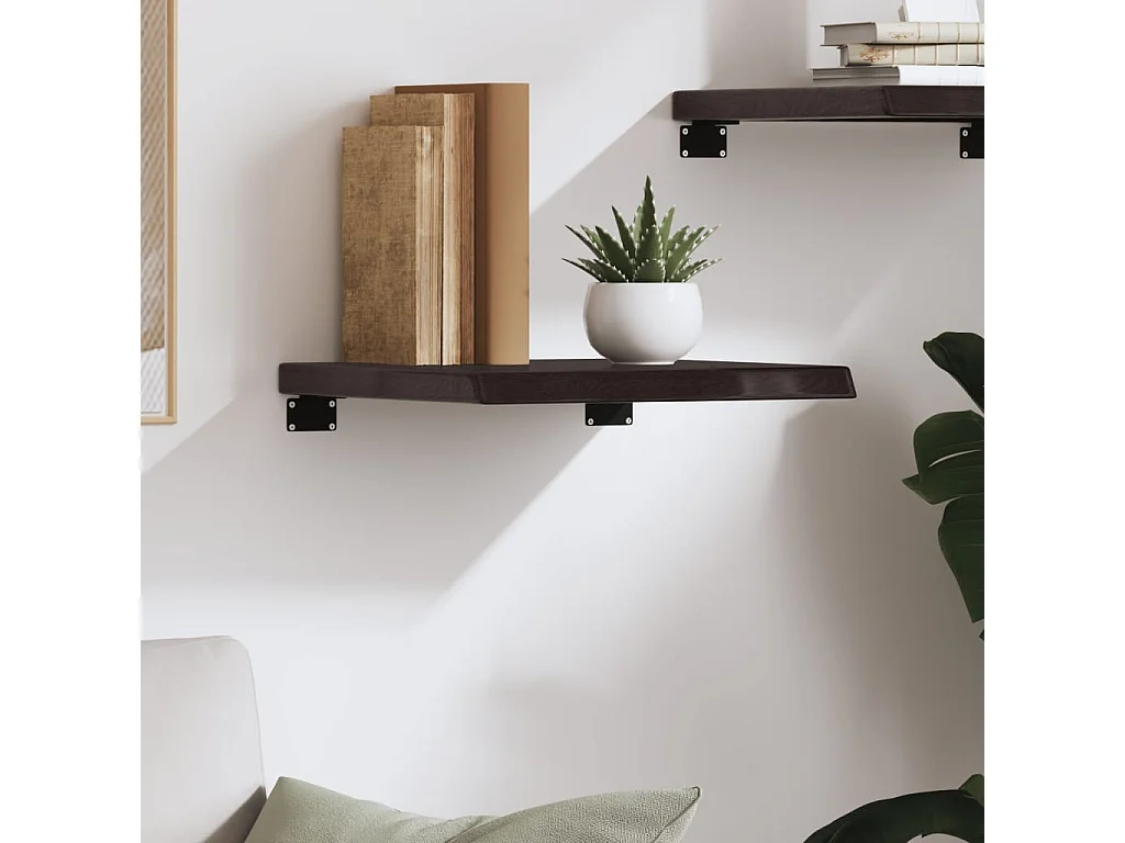 Étagère murale marron foncé bois chêne massif traité