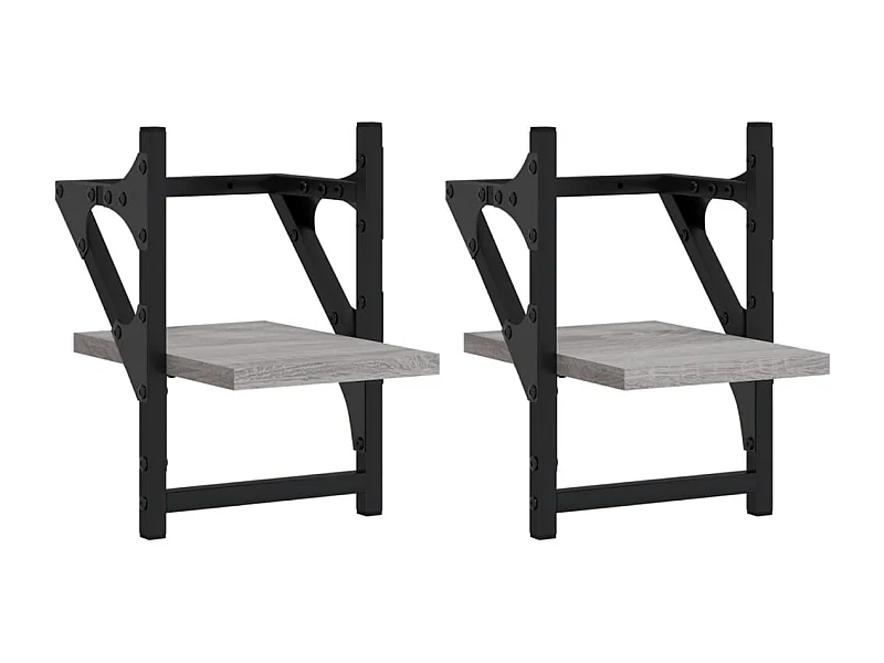 Étagères murales avec barres 2 pcs sonoma gris 20x25x30