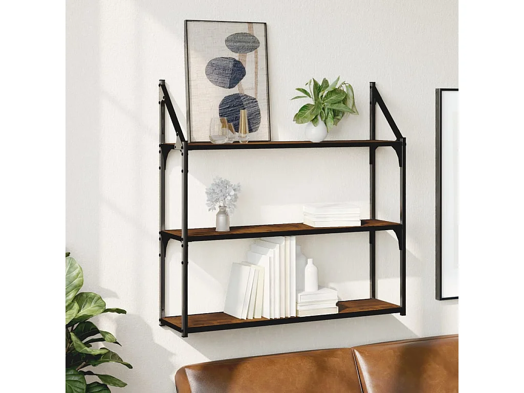 Étagère murale 3 niveaux chêne fumé 80x21x78,5