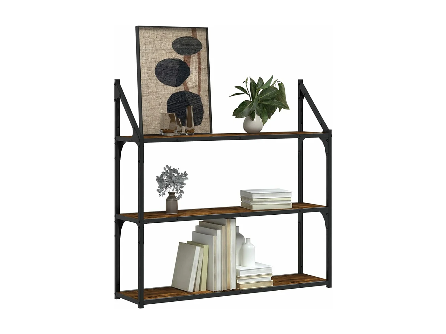 Étagère murale 3 niveaux chêne fumé 80x21x78,5
