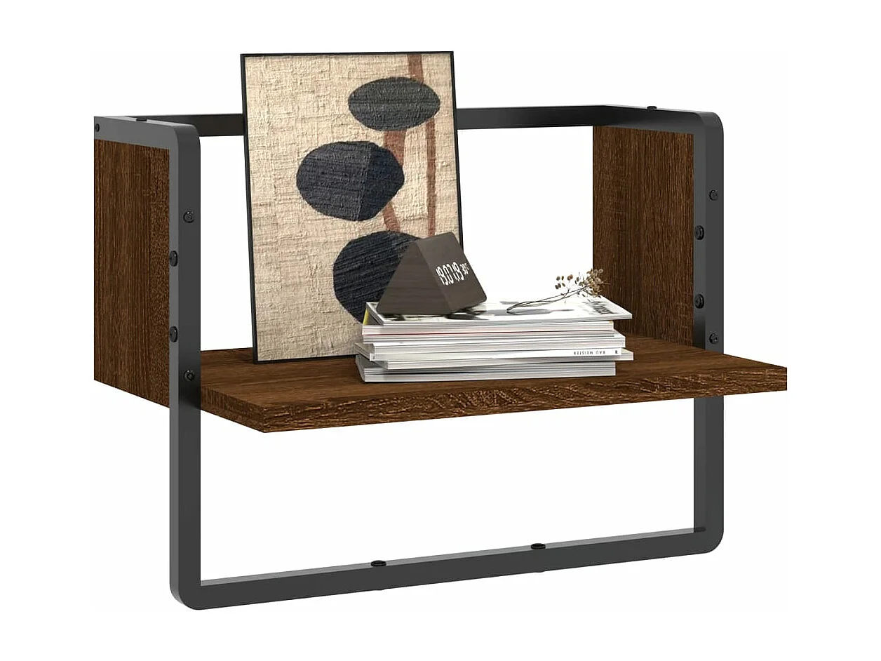 Étagère murale avec barre chêne marron 40x25x30
