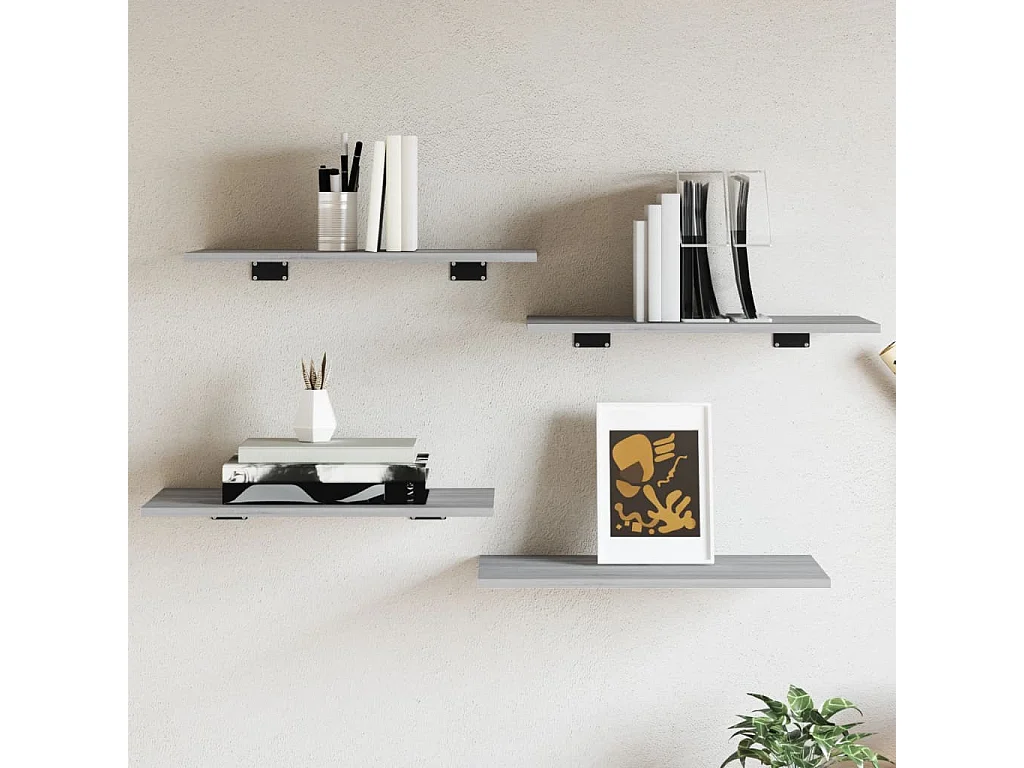 Étagères murales 4 pcs sonoma gris 60x30x1,5 bois ingénierie