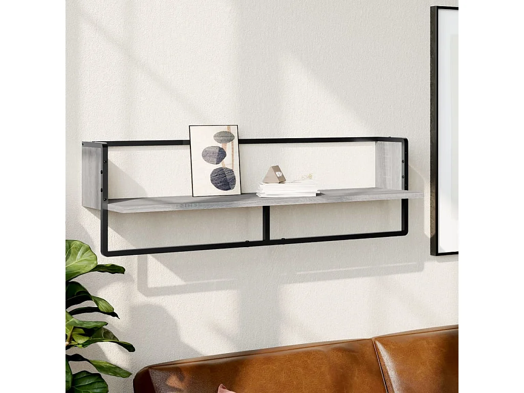 Étagère murale avec barre sonoma gris 100x25x30