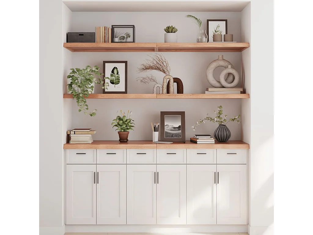 Étagère murale marron clair bois chêne massif traité