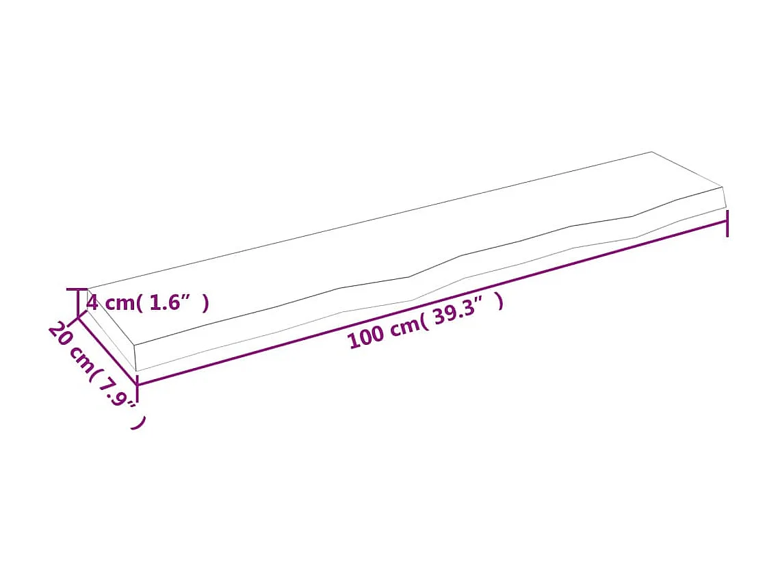 Étagère murale 100x20x4 bois de chêne massif non traité