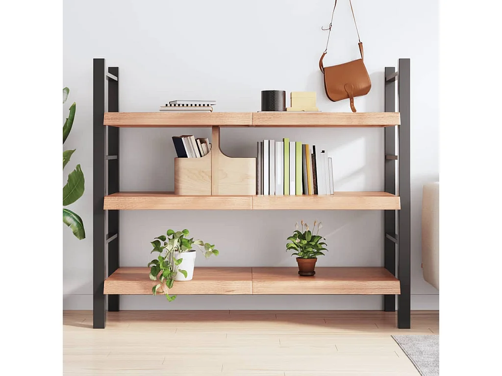 Étagère murale marron clair bois chêne massif traité