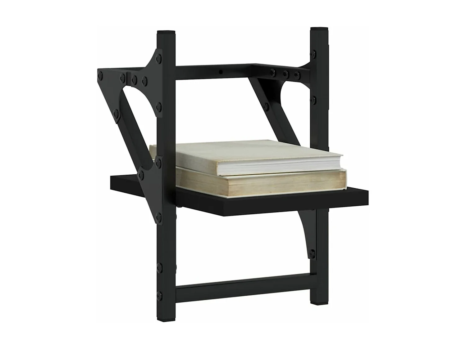 Étagères murales avec barres 2 pcs noir 20x25x30