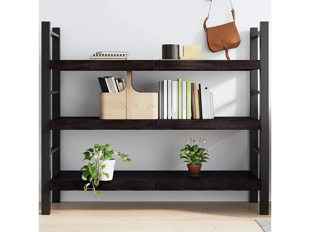 Étagère murale marron foncé bois chêne massif traité