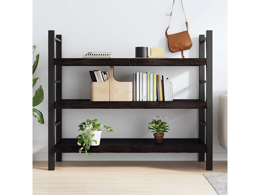 Étagère murale marron foncé bois chêne massif traité