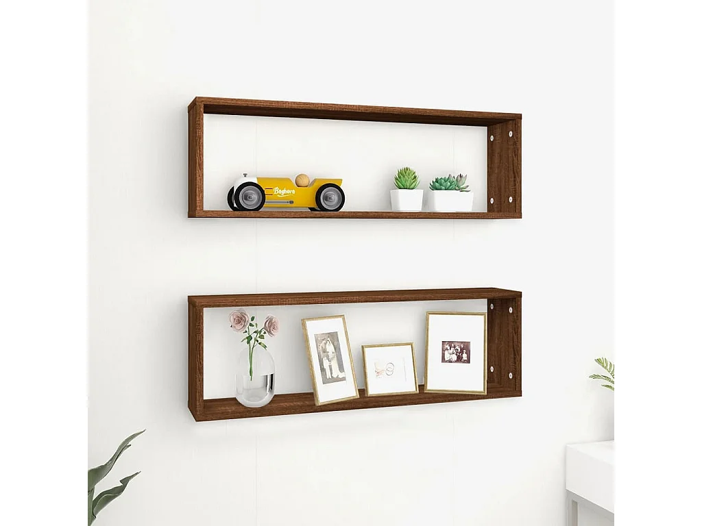 Étagères murales cubiques 2 pcs Chêne marron 80x15x26,5
