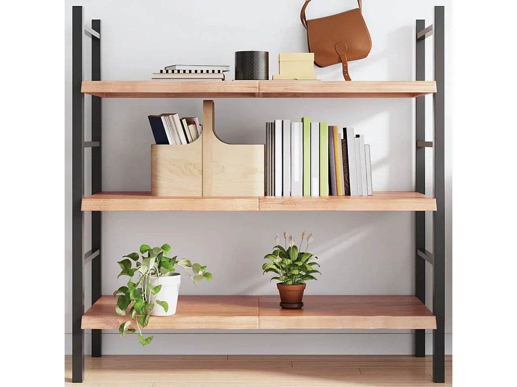 Étagère murale marron clair bois chêne massif traité