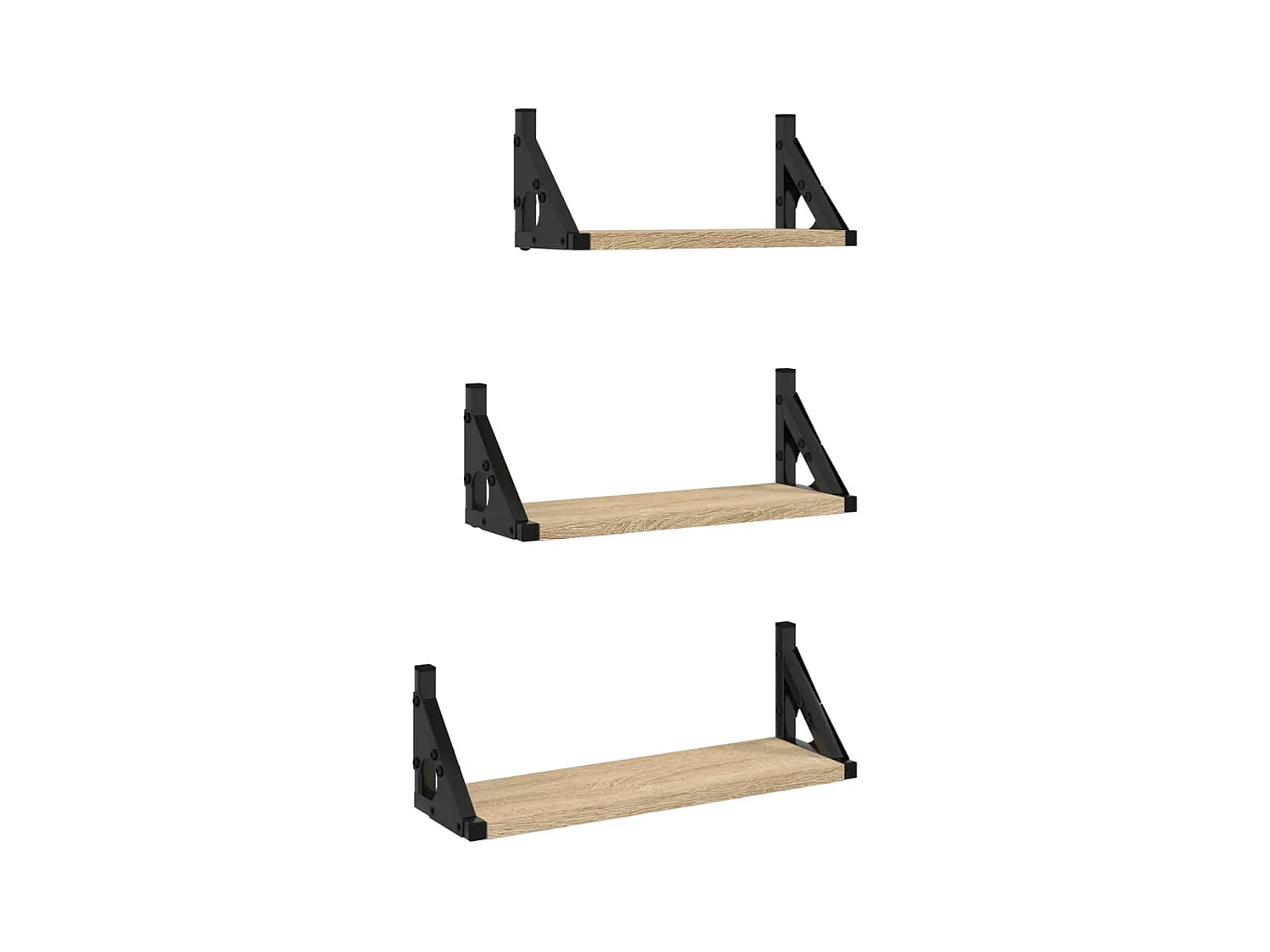 Ensemble d'étagères murales 3pcs chêne sonoma bois d'ingénierie