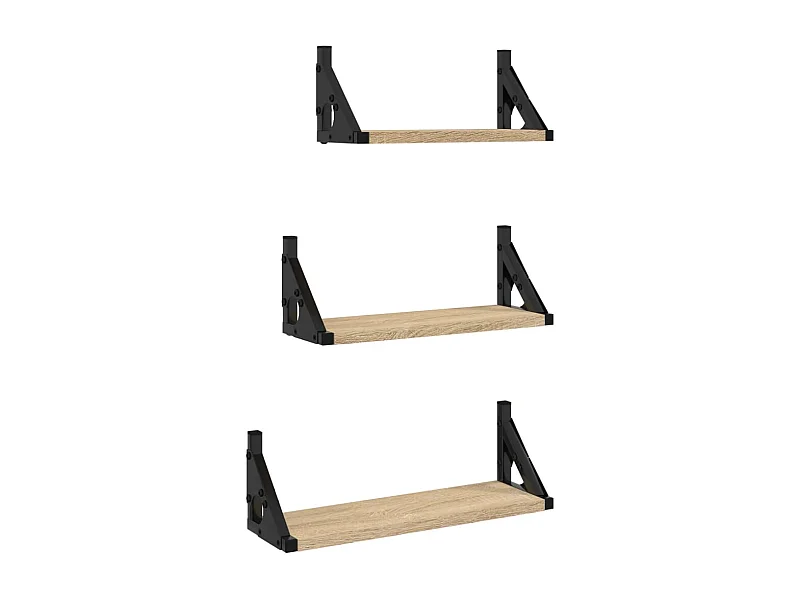 Ensemble d'étagères murales 3pcs chêne sonoma bois d'ingénierie