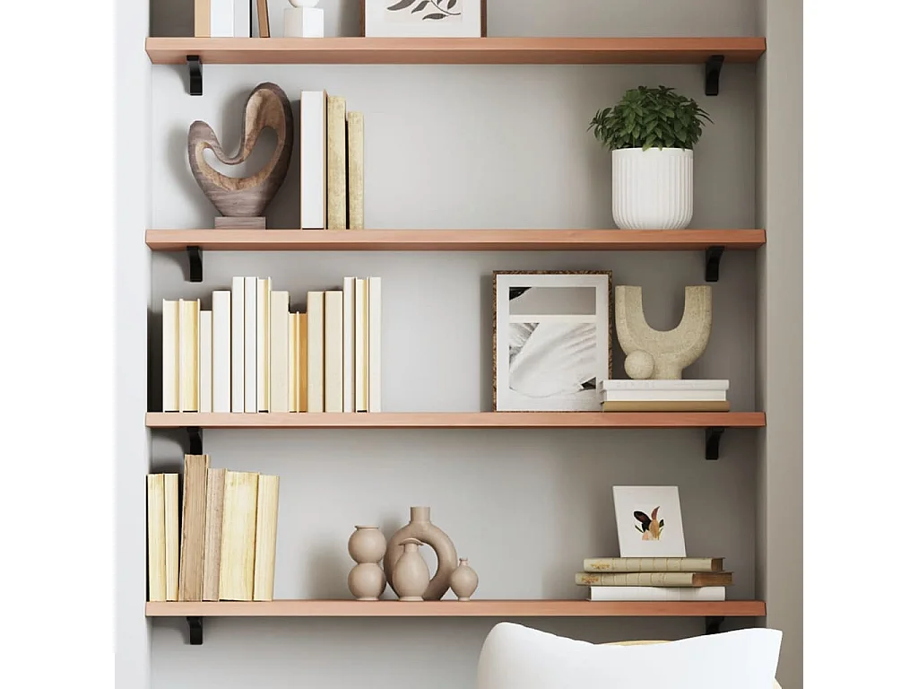 Étagère murale marron clair 100x20x2 bois chêne massif traité