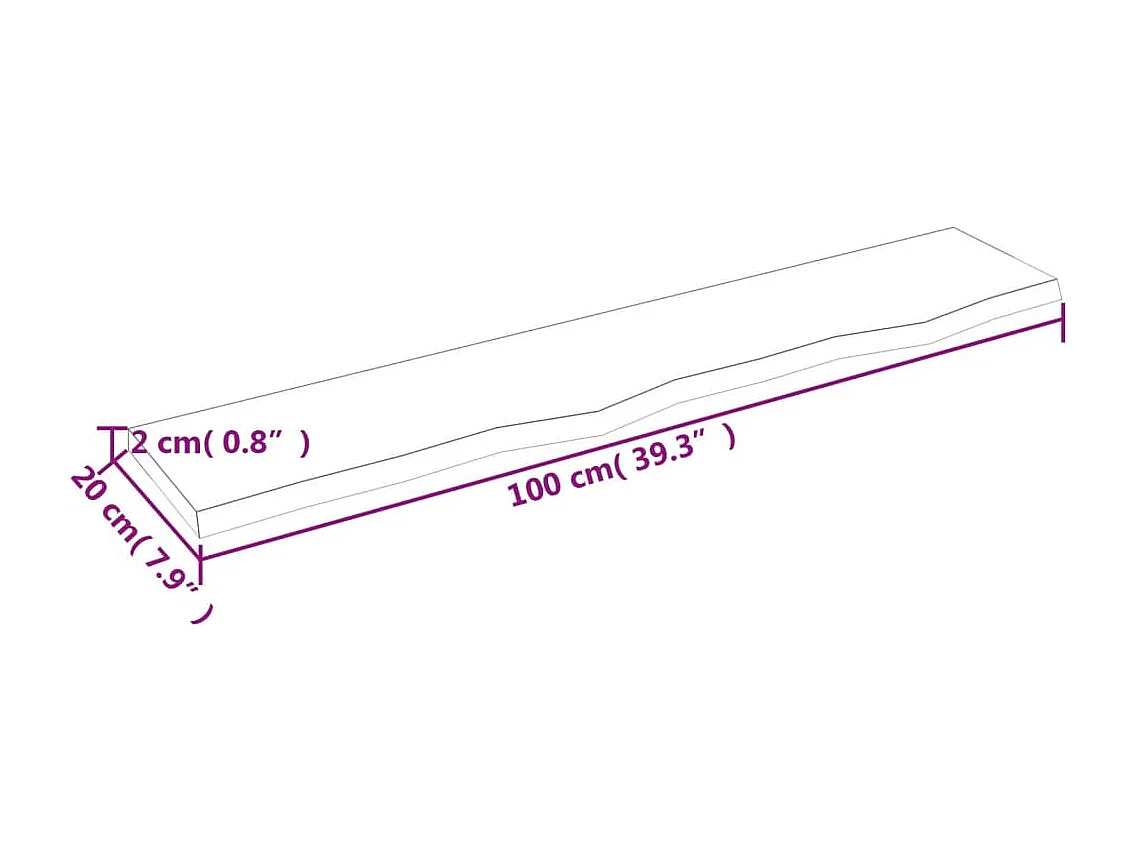 Étagère murale marron clair 100x20x2 bois chêne massif traité