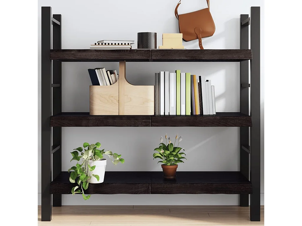 Étagère murale marron foncé bois chêne massif traité