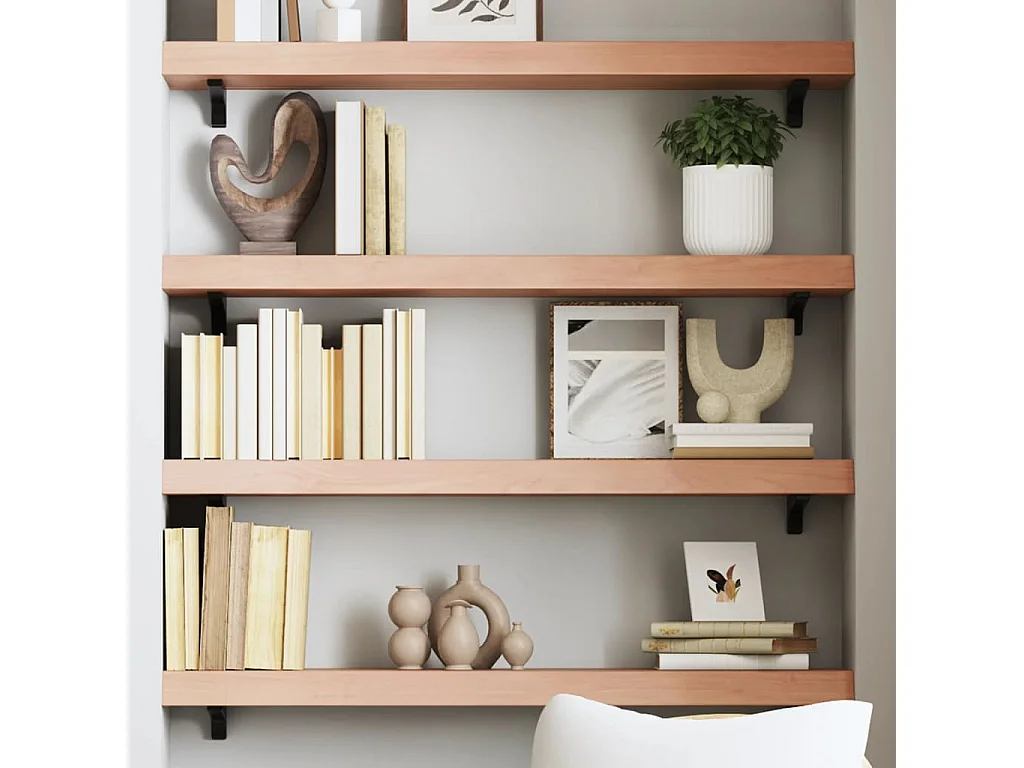 Étagère murale marron clair 80x20x6 bois chêne massif traité