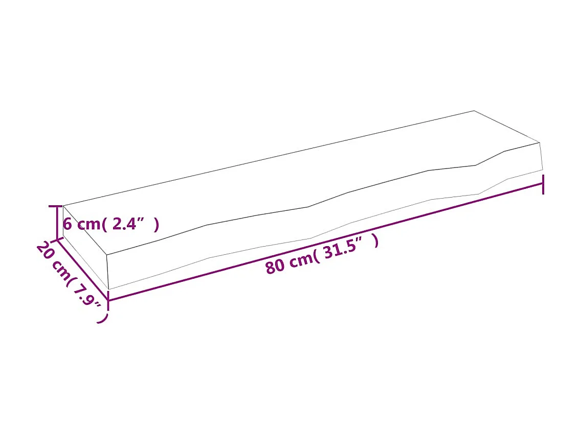 Étagère murale marron clair 80x20x6 bois chêne massif traité