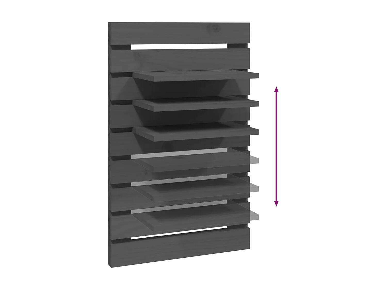 Étagères de chevet murales 2 pcs Gris Bois de pin massif