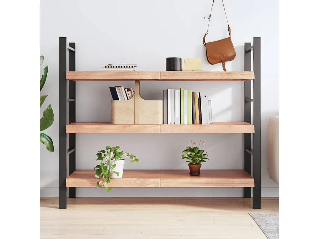 Étagère murale marron clair bois chêne massif traité