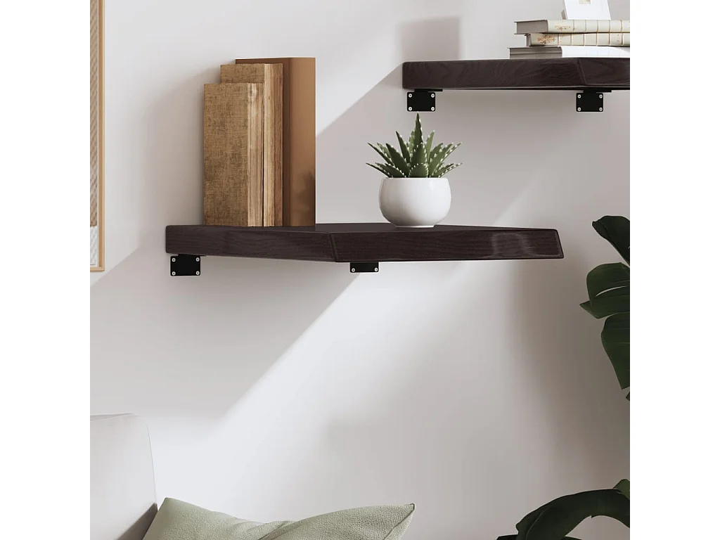 Étagère murale marron foncé bois chêne massif traité