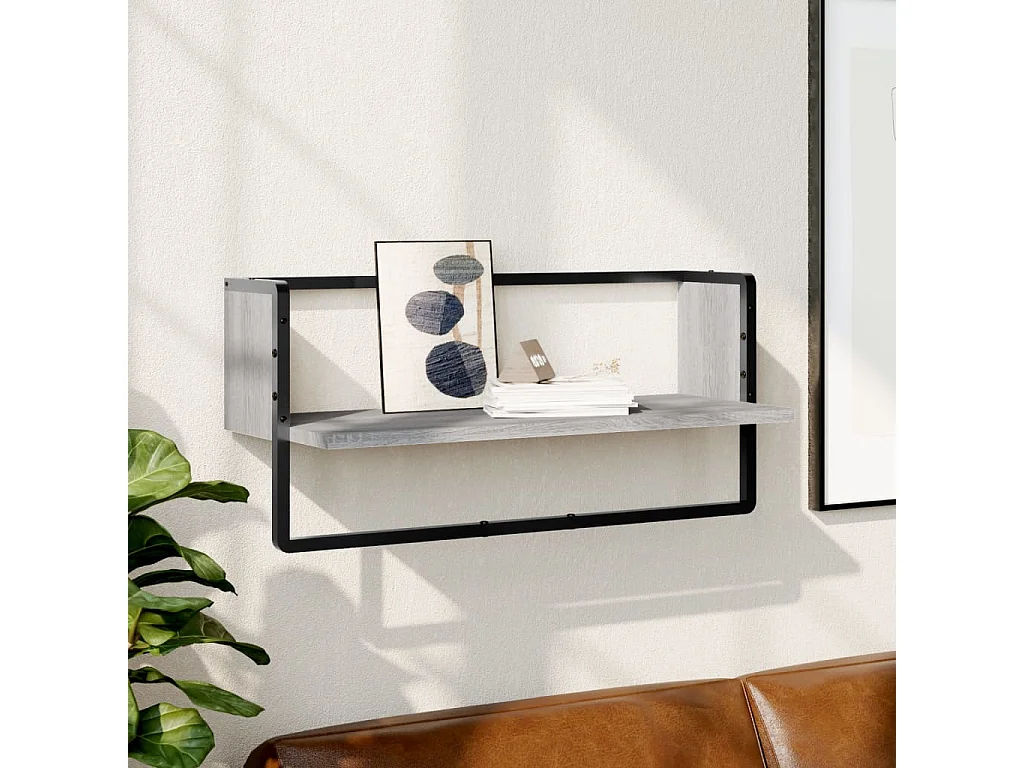 Étagère murale avec barre sonoma gris 65x25x30