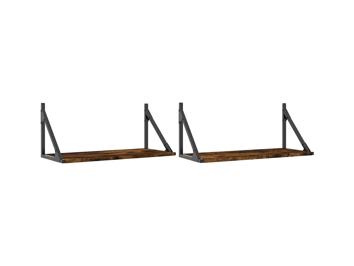 Étagères murales 2pcs chêne fumé 60x25x25,5 bois d'ingénierie